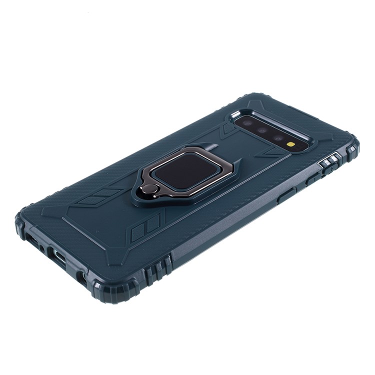 Finger Ring Kickstand Anti-drop TPU Casing for Samsung Galaxy S10 - Green-4