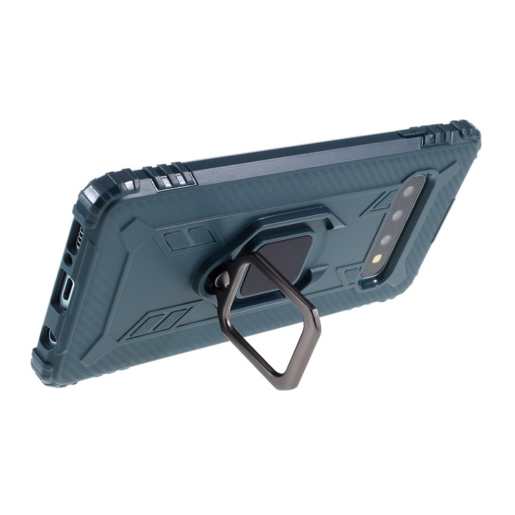 Finger Ring Kickstand Anti-drop TPU Casing for Samsung Galaxy S10 - Green-5