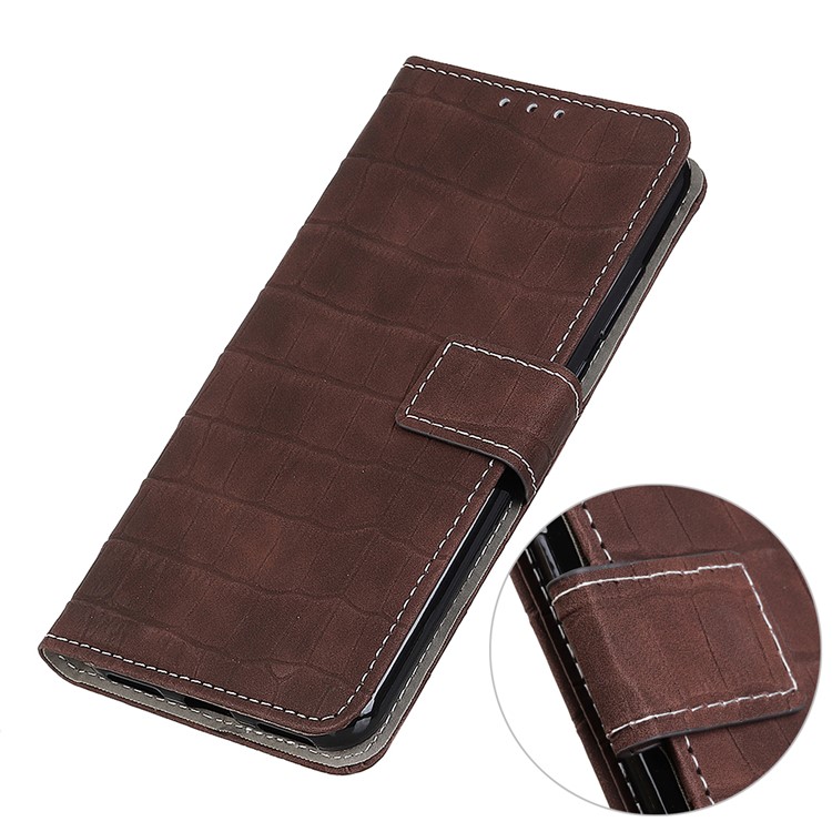 Crocodile Texture Leather Wallet Case for Samsung Galaxy A91/S10 lite - Brown-6