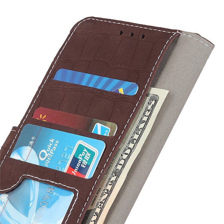 Crocodile Texture Leather Wallet Case for Samsung Galaxy A91/S10 lite - Brown-7