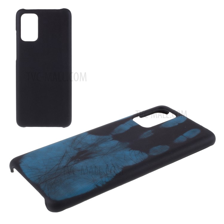 Thermal Induction Fluorescent Color Changing PC Back Phone Case for Samsung Galaxy S20 Plus - Black / Blue-1