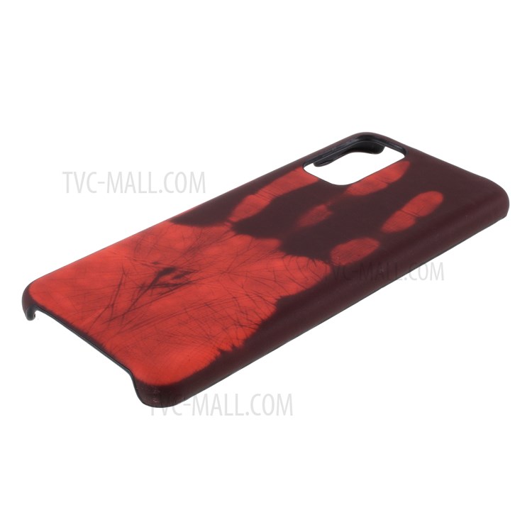 Thermal Induction Fluorescent Color Changing PC Back Phone Case for Samsung Galaxy S20 Plus - Black / Red-1