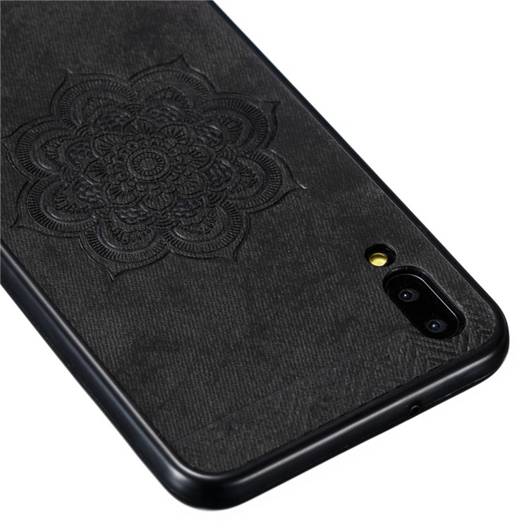 Imprint Mandala Leather Coated PC + TPU Combo Phone Casing for Samsung Galaxy A10 - Black-3