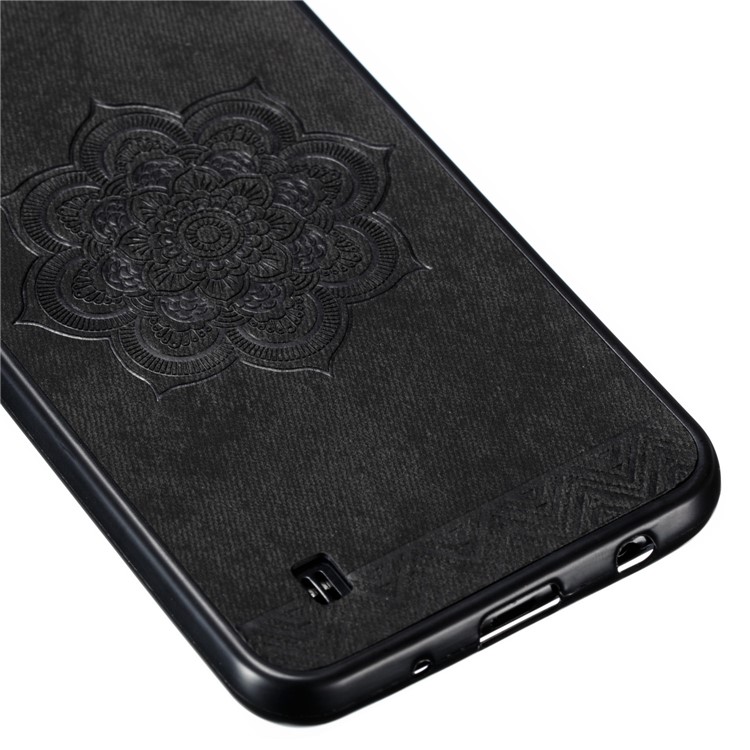 Imprint Mandala Leather Coated PC + TPU Combo Phone Casing for Samsung Galaxy A10 - Black-4