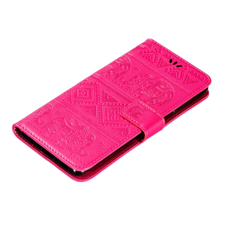 Imprint Elephant PU Leather Wallet Stand Case for Samsung Galaxy A51 - Rose-5