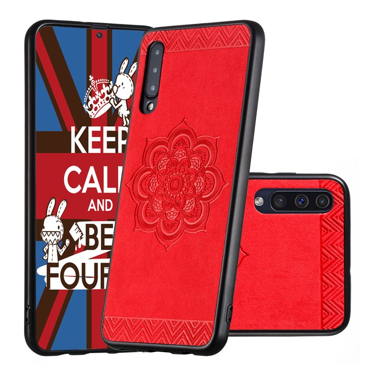 Flower Pattern PU Leather+PC+TPU Phone Case for Samsung Galaxy A30 / A50 / A50s - Red-1