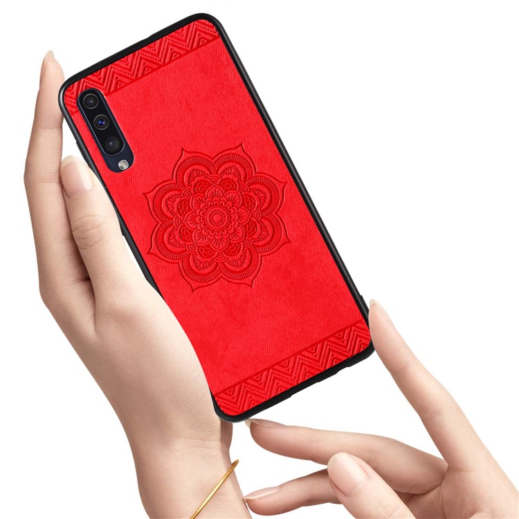 Flower Pattern PU Leather+PC+TPU Phone Case for Samsung Galaxy A30 / A50 / A50s - Red-2