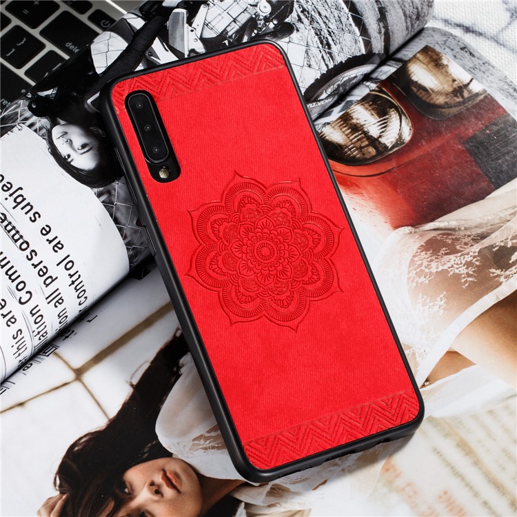 Flower Pattern PU Leather+PC+TPU Phone Case for Samsung Galaxy A30 / A50 / A50s - Red-6