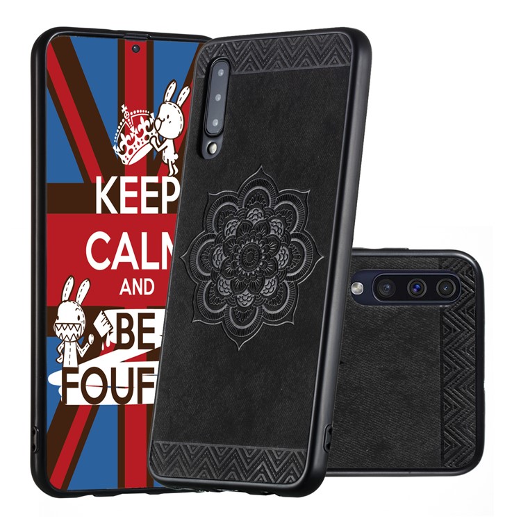 Flower Pattern PU Leather+PC+TPU Phone Case for Samsung Galaxy A30 / A50 / A50s - Black-1