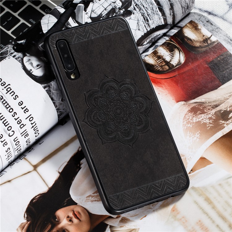 Flower Pattern PU Leather+PC+TPU Phone Case for Samsung Galaxy A30 / A50 / A50s - Black-6