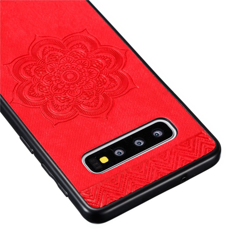Flower Pattern PU Leather+PC+TPU Phone Case for Samsung Galaxy S10 - Red-3