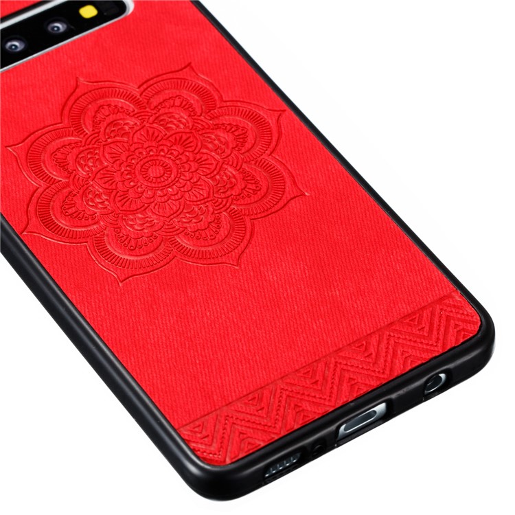Flower Pattern PU Leather+PC+TPU Phone Case for Samsung Galaxy S10 - Red-4