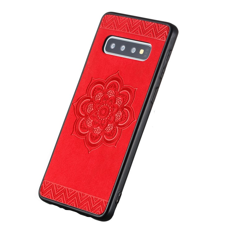 Flower Pattern PU Leather+PC+TPU Phone Case for Samsung Galaxy S10 - Red-5