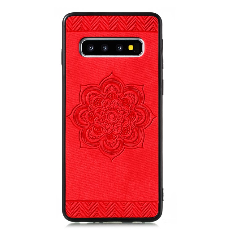 Flower Pattern PU Leather+PC+TPU Phone Case for Samsung Galaxy S10 - Red-7