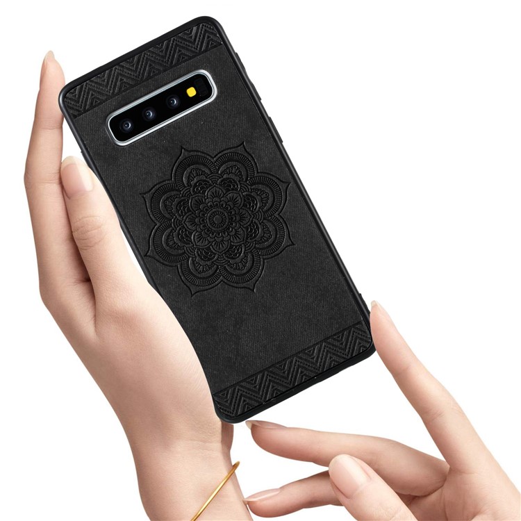 Flower Pattern PU Leather+PC+TPU Phone Case for Samsung Galaxy S10 - Black-2
