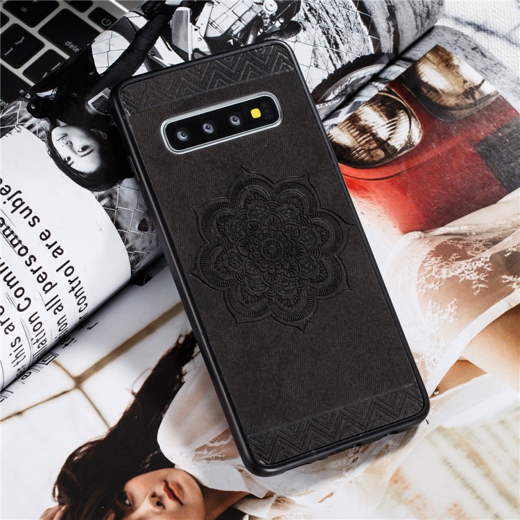 Flower Pattern PU Leather+PC+TPU Phone Case for Samsung Galaxy S10 - Black-6
