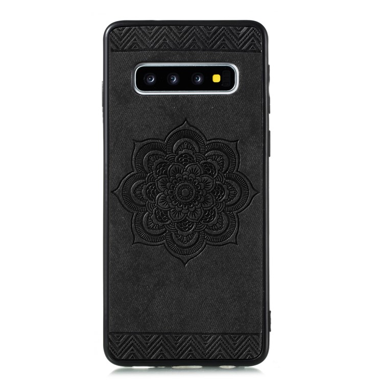 Flower Pattern PU Leather+PC+TPU Phone Case for Samsung Galaxy S10 - Black-9