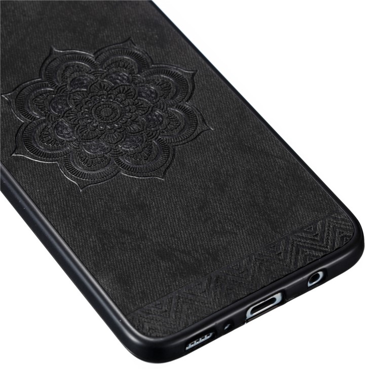 Imprint Mandala Flower PU Leather Coated Hybrid Case for Samsung Galaxy A70 - Black-4