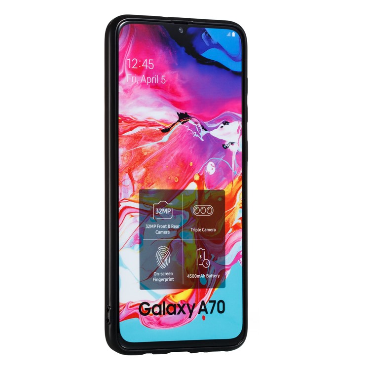 Imprint Mandala Flower PU Leather Coated Hybrid Case for Samsung Galaxy A70 - Black-7