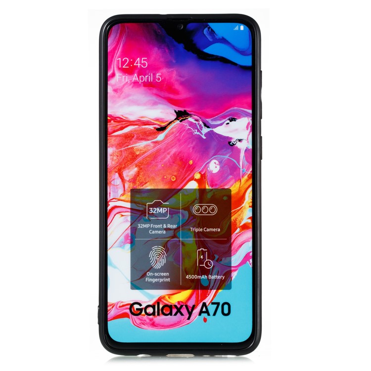 Imprint Mandala Flower PU Leather Coated Hybrid Case for Samsung Galaxy A70 - Black-8