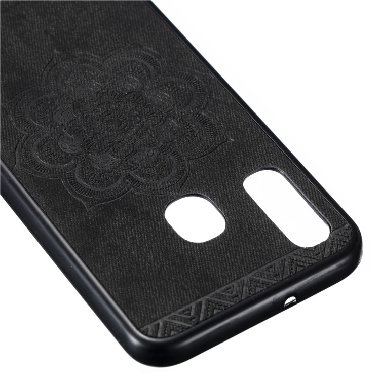 Imprint Mandala Flower PU Leather Coated Case Phone Cover for Samsung Galaxy A40 - Black-3