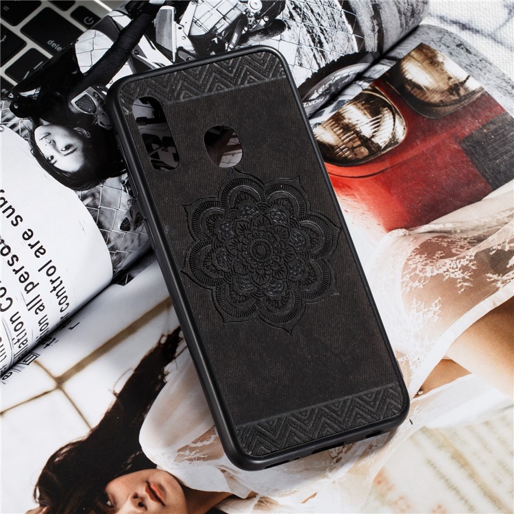 Imprint Mandala Flower PU Leather Coated Phone Case for Samsung Galaxy A20e - Black-6