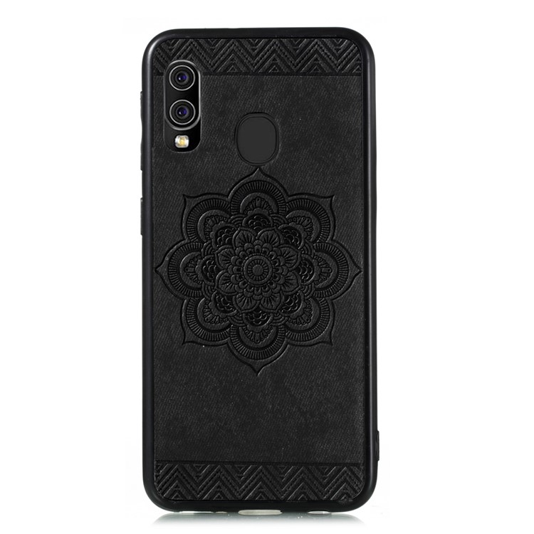 Imprint Mandala Flower PU Leather Coated Phone Case for Samsung Galaxy A20e - Black-7