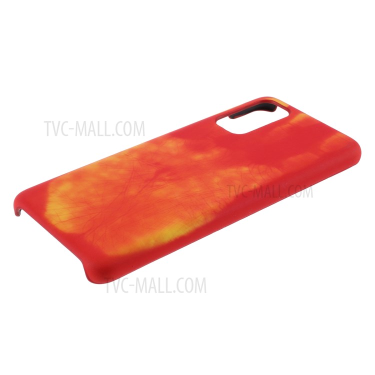 Thermal Induction Fluorescent Color Changing PC Back Phone Case for Samsung Galaxy S20 - Red/Orange-6