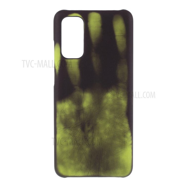 Thermal Induction Fluorescent Color Changing PC Back Phone Case for Samsung Galaxy S20 - Black/Green-1
