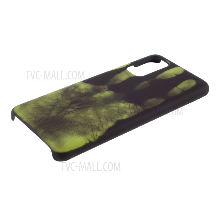 Thermal Induction Fluorescent Color Changing PC Back Phone Case for Samsung Galaxy S20 - Black/Green-4