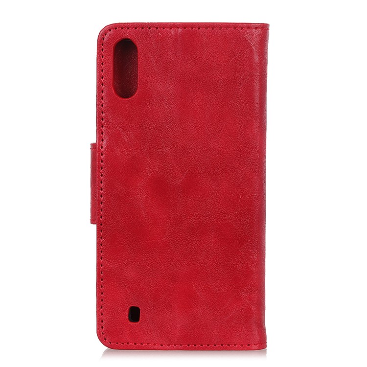 Crazy Horse Texture Wallet Leather Case for Samsung Galaxy A01 - Red-10