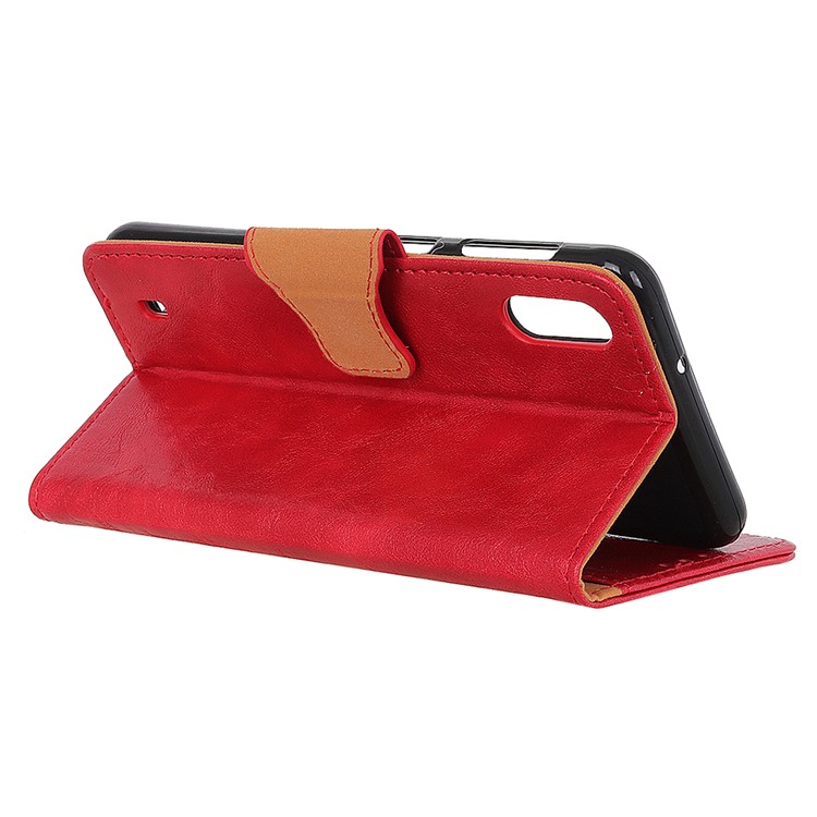 Crazy Horse Texture Wallet Leather Case for Samsung Galaxy A01 - Red-11