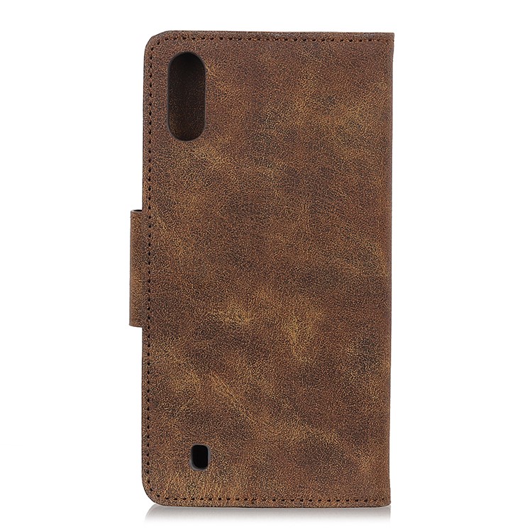 Vintage Style Leather Wallet Phone Case for Samsung Galaxy A01 - Coffee-11