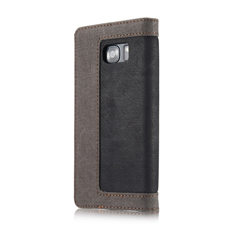 CASEME capa de lona capa de couro para Samsung Galaxy S7 Edge G935 - negro-3