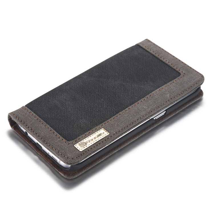 CASEME capa de lona capa de couro para Samsung Galaxy S7 Edge G935 - negro-6