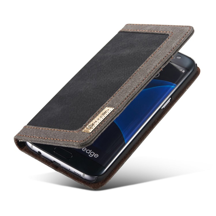 CASEME capa de lona capa de couro para Samsung Galaxy S7 Edge G935 - negro-8