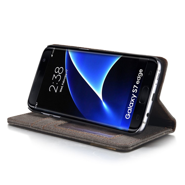 CASEME capa de lona capa de couro para Samsung Galaxy S7 Edge G935 - negro-9