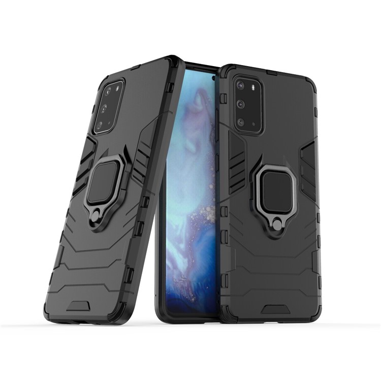 PC + TPU Phone Case with Kickstand for Samsung Galaxy S20 Plus - Black-1