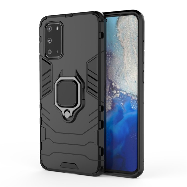 PC + TPU Phone Case with Kickstand for Samsung Galaxy S20 Plus - Black-2