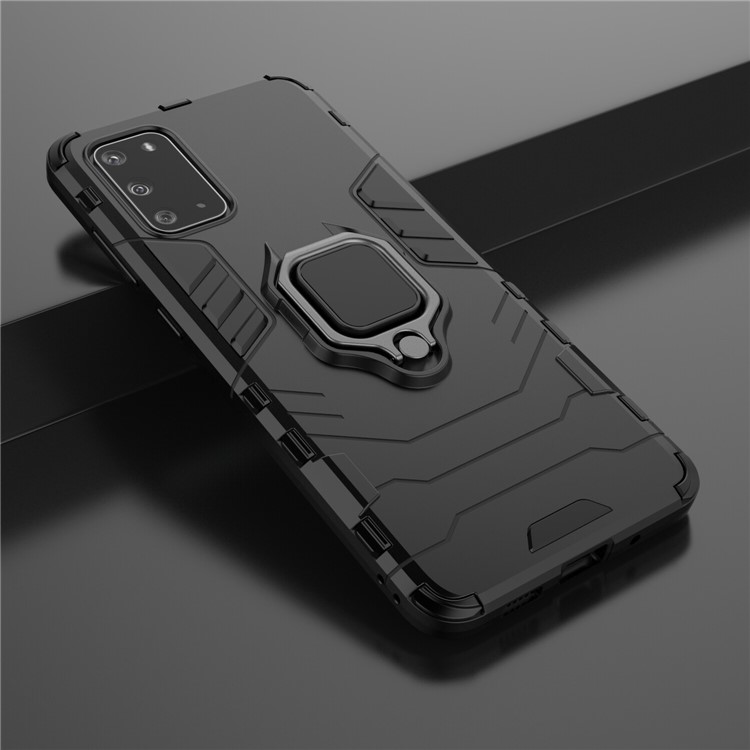 PC + TPU Phone Case with Kickstand for Samsung Galaxy S20 Plus - Black-4