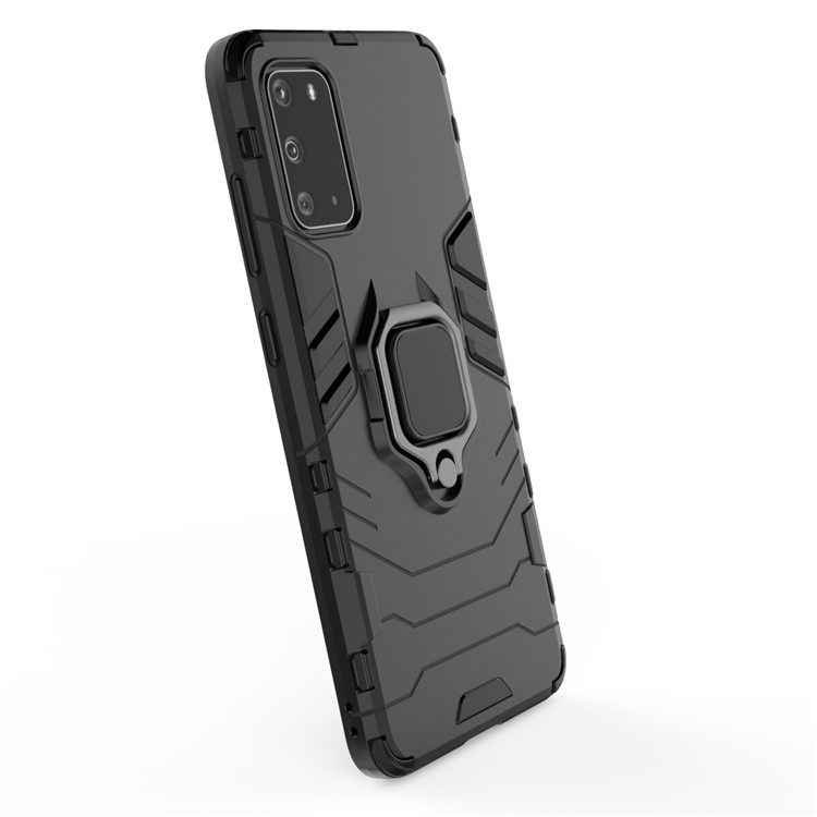 PC + TPU Phone Case with Kickstand for Samsung Galaxy S20 Plus - Black-8