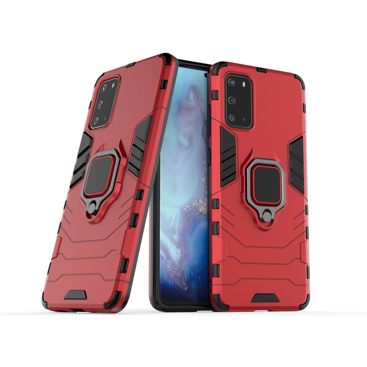 PC + TPU Phone Case with Kickstand for Samsung Galaxy S20 Plus - Red-1