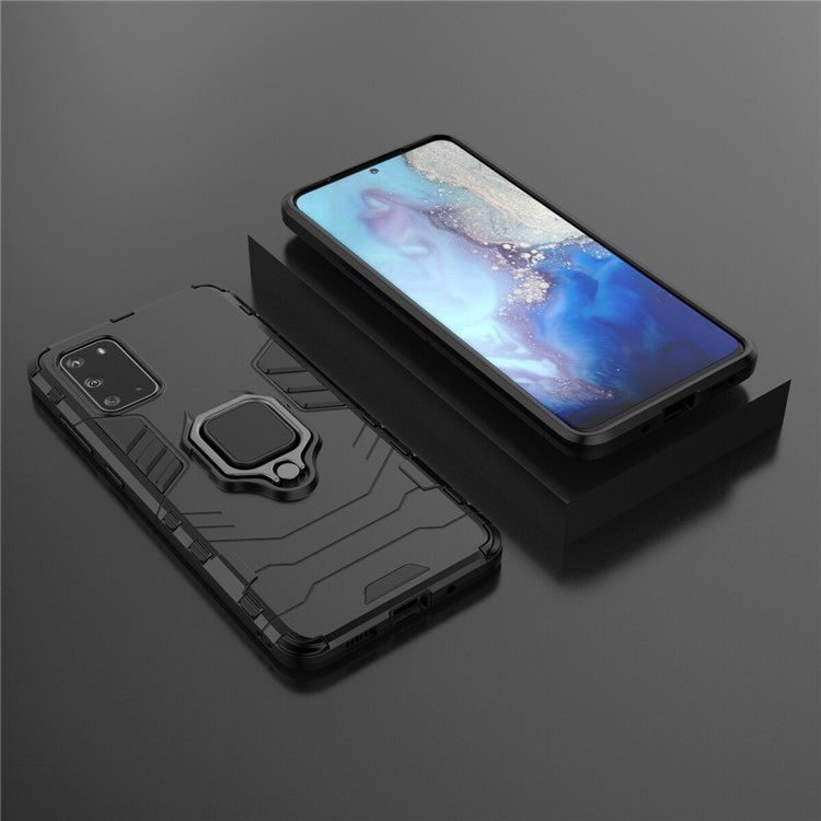 Держатель Кольца Cool Guard Kickstand PC+TPU Shell Case Для Samsung Galaxy S20 4G/S20 5G - Черный