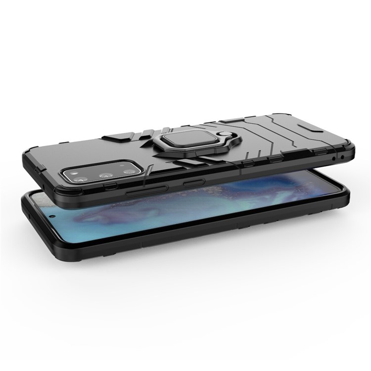 Cool Guard Ring Holder Kickstand PC+TPU Shell Case for Samsung Galaxy S20 - Black-7