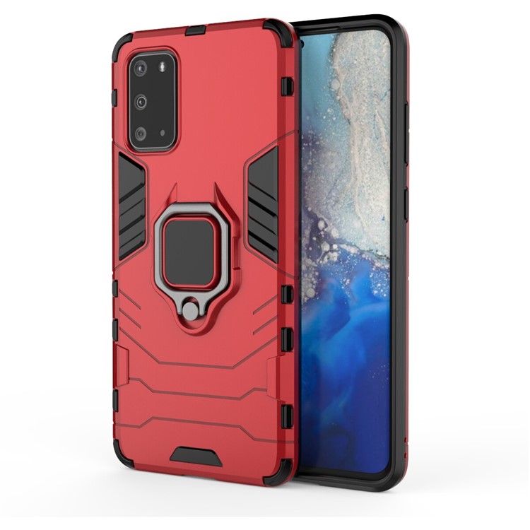 Cool Guard Ring Holder Kickstand PC+TPU Shell Case for Samsung Galaxy S20 - Red-2