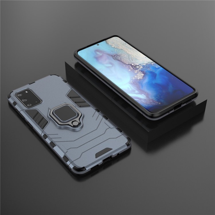Plastic + TPU Hybrid Phone Case with Kickstand for Samsung Galaxy S20 Ultra - Blue-4