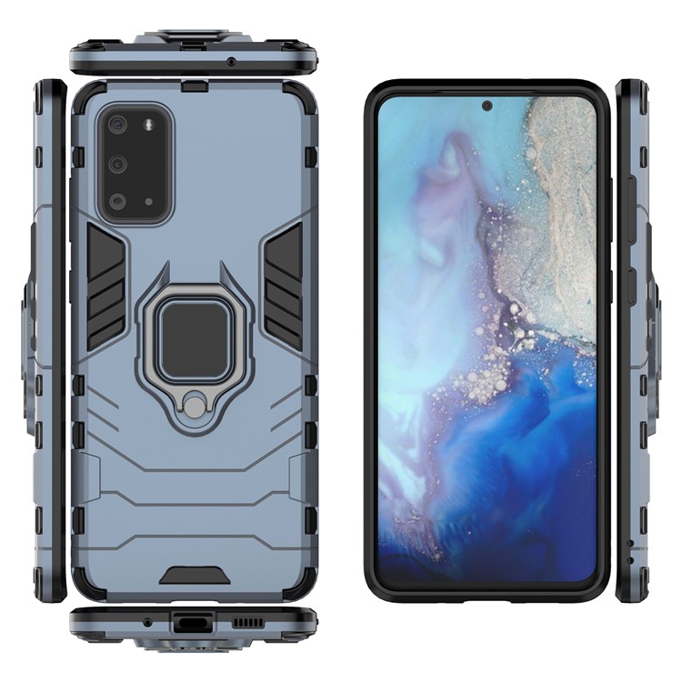 Plastic + TPU Hybrid Phone Case with Kickstand for Samsung Galaxy S20 Ultra - Blue-5