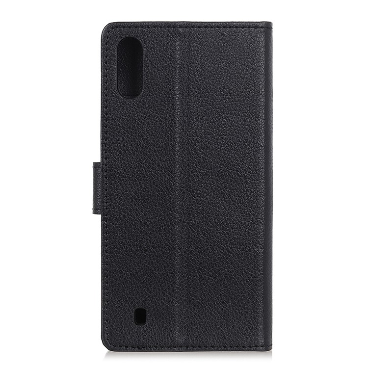 Litchi Skin Wallet Leather Stand Case for Samsung Galaxy A01 - Black-11