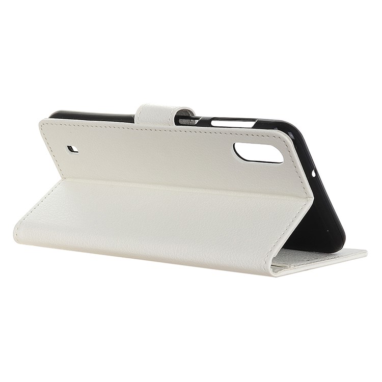 Litchi Skin Wallet Leather Stand Case for Samsung Galaxy A01 - White-10