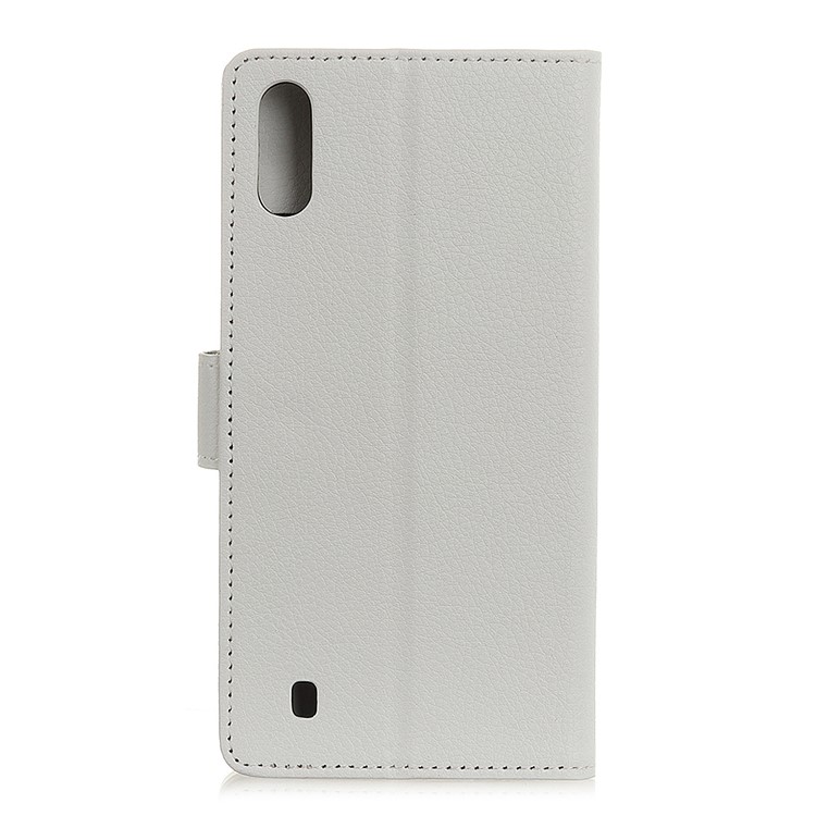 Litchi Skin Billet de Cuero Estuche Para Samsung Galaxy A01 - Blanco-11